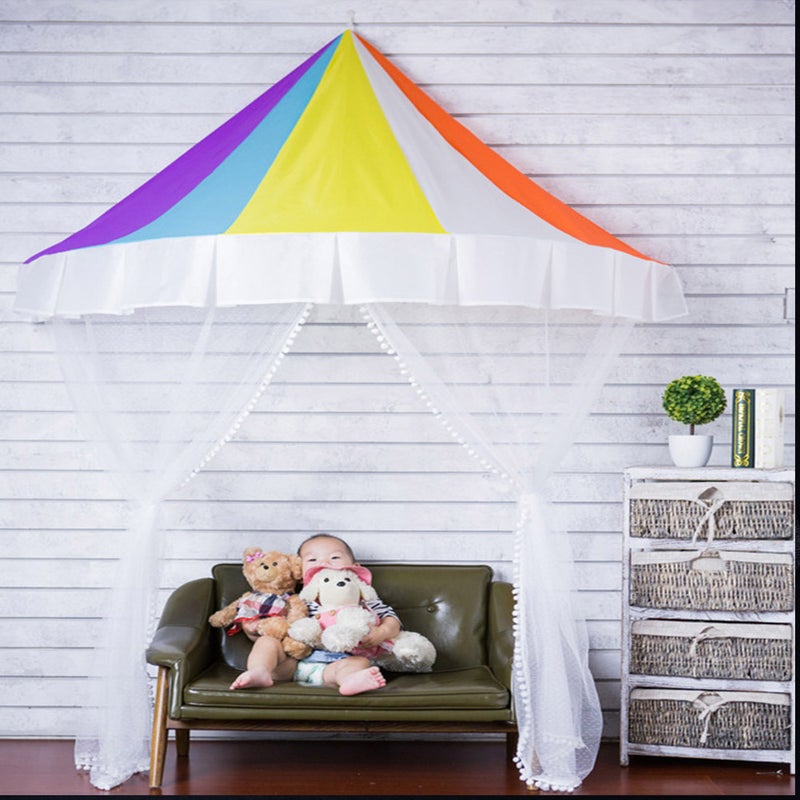 2pcs Bed Canopy Net Crib Gauze Curtain Tent Half-Round Dome Reading Corner Decor for Baby Girls Bedroom (1.5 Meter, Random Tassel) - Image 5