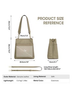 Kattee Leather Handbags For Women, Soft Shoulder Tote Bucket Bags Crossbody Purses With 2 Straps (Light Green)  - Image 3