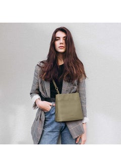 Kattee Leather Handbags For Women, Soft Shoulder Tote Bucket Bags Crossbody Purses With 2 Straps (Light Green)  - Image 2
