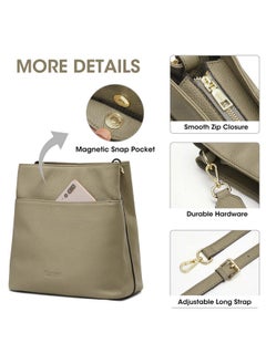 Kattee Leather Handbags For Women, Soft Shoulder Tote Bucket Bags Crossbody Purses With 2 Straps (Light Green)  - Image 5