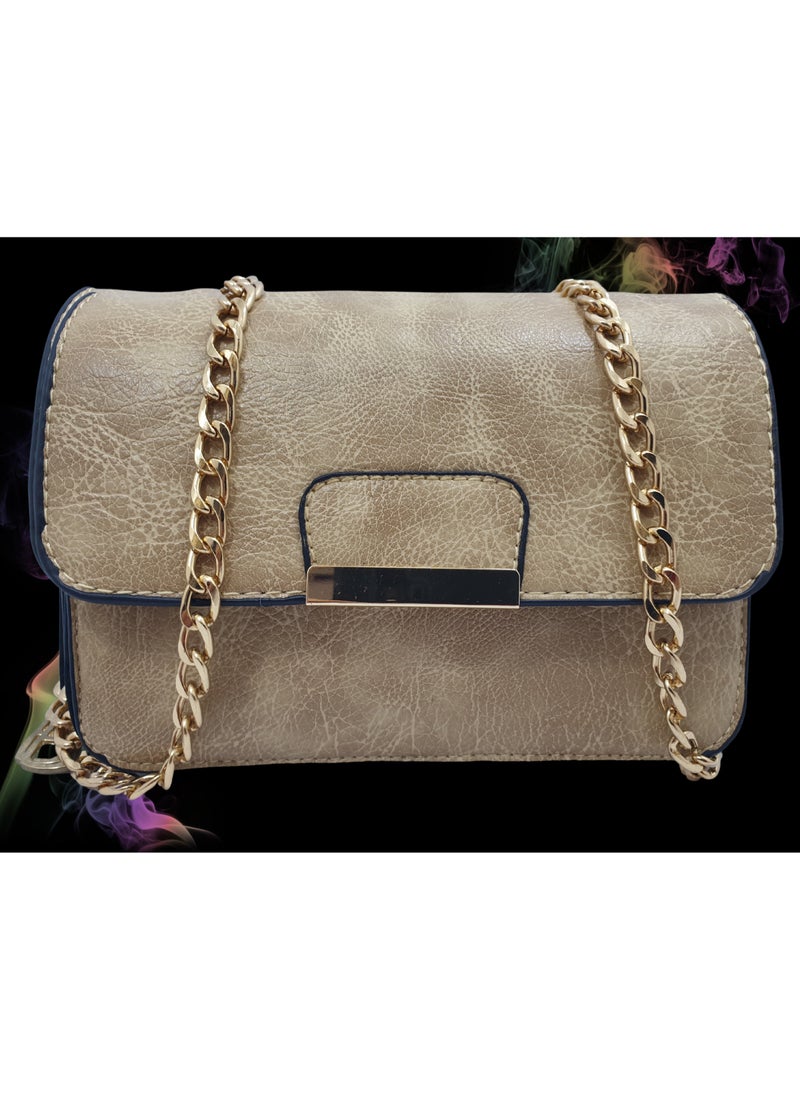 TO FASHION - TO 3002 LEATHER WOMEN, GIRLS CROSS BODY BAG, SHOULDER BAG, WITH ATTATCHED BELT, MODERN, UNIQUE AND ELEGANT DESIGN, DIMENSIONS 12*19*8 CM BEIGE B - Image 1