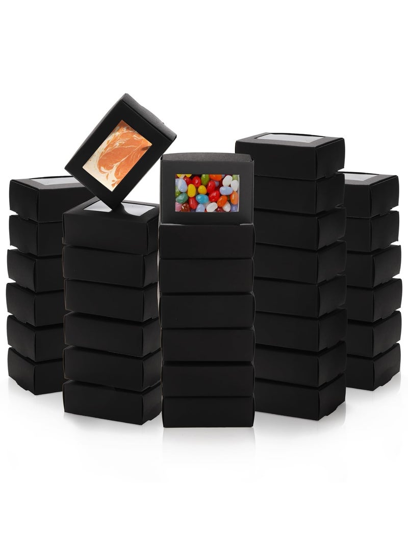 Luckam 50 عبوة صناديق صابون كرافت مع نافذة، 3.3x2.4x1.2" صناديق هدايا صغيرة قوية، تغليف كرتوني صغير للصابون اليدوي، الحلوى، المجوهرات، المخبوزات، هدايا حفلات الزفاف - Image 1