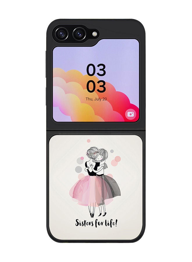 Stylizedd Rugged Black edge case for Samsung Galaxy Z Flip5, Slim fit Soft Case Flexible Rubber Edges Anti Drop TPU Gel Thin Cover -  Sisters for Life! - Image 1