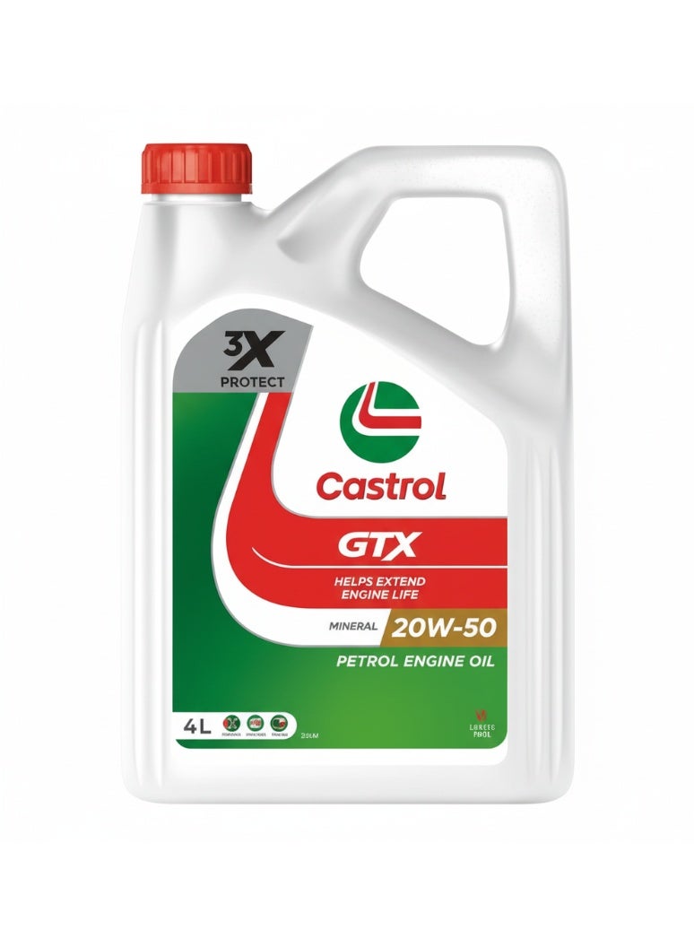 Castrol GTX 20W-50 Mineral Petrol Engine Oil – 4 Litres