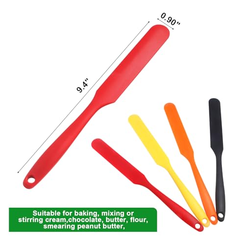 CATOSUM 4 Pcs Silicone Jar Spatulas, Non-Stick Heat Resistant Cake Cream Spatulas Set, 9.8 inch Cake Cream Butter Spatulas(4 colors） - Image 2