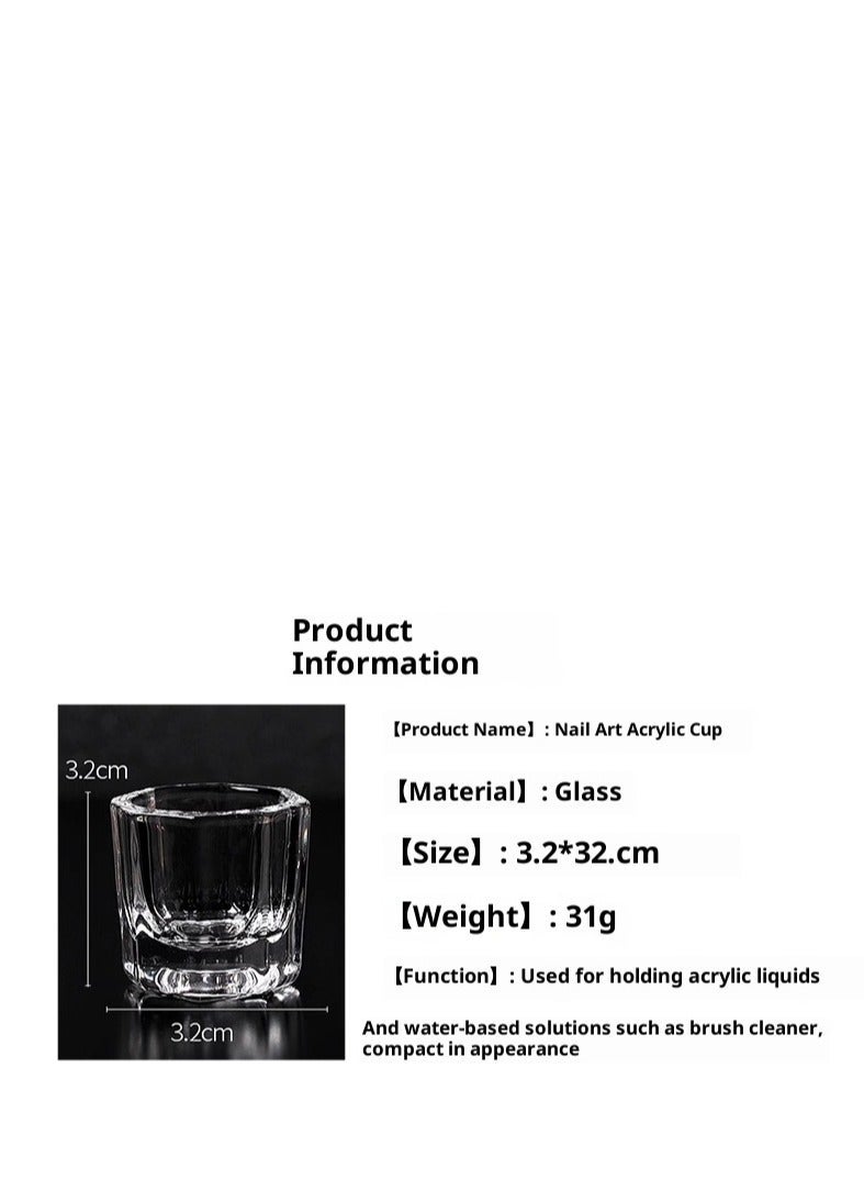 كوب صغير مثمن من الزجاج القلم لغسل الأظافر كوب مزج الكريستال بدون غطاء أداة فن الأظافر الشفافة السميكة - Image 4