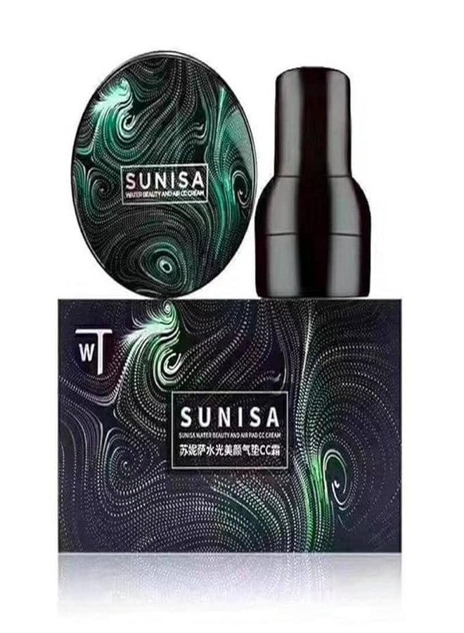 SUNISA BB and CC Cream Foundation With Mushroom Head Air Cushion 20g And Blush Brush for Makeup, Foundation Blusher Brush for Blending Liquid+ Matte Compact Powder +Cleanser Sponge (Multicolor 2) - Image 3