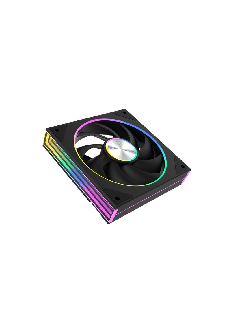 POWER Black Edition Addressable RGB 3-pin Fan, 24 Individual LEDs, 120mm PWM Static Pressure Fan, PC Case Absorption Pad and Liquid Cooler (1 Pack)  - Image 3