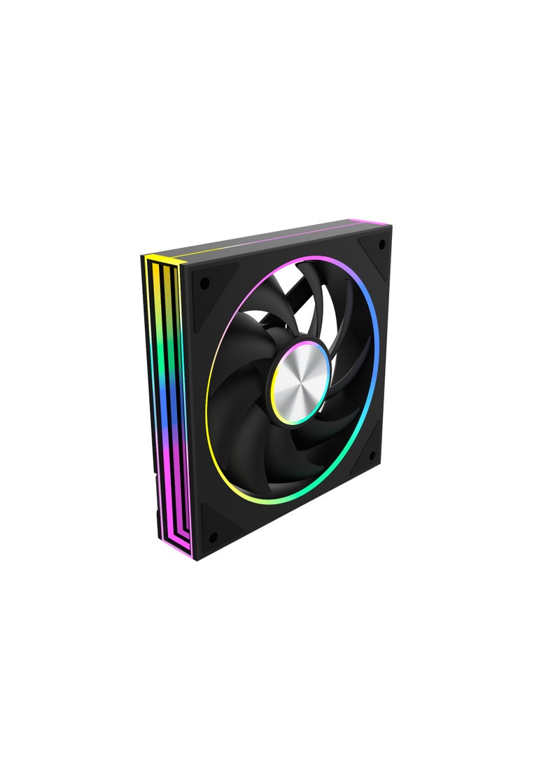 POWER Black Edition Addressable RGB 3-pin Fan, 24 Individual LEDs, 120mm PWM Static Pressure Fan, PC Case Absorption Pad and Liquid Cooler (1 Pack)  - Image 2