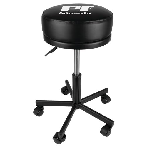 Performance Tool W85033 Extra-Thick Big Top Pneumatic Rolling Shop Stool for Mechanic Garages and Workshops, Black, 19x19x18.5-Inches - Image 1