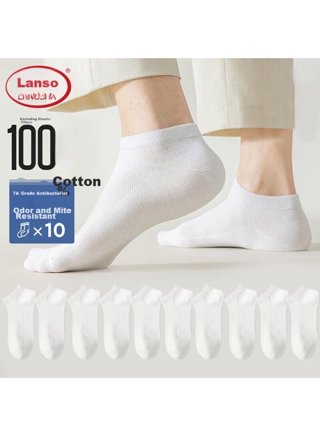 LANG SHA Langsha Men's Socks, Boat Socks, 10 Pairs, Spring And Summer Thin Style, Sweat-absorbing, Breathable, Short Socks, Low-cut Sports Socks, Shallow Mouth Socks - Image 1