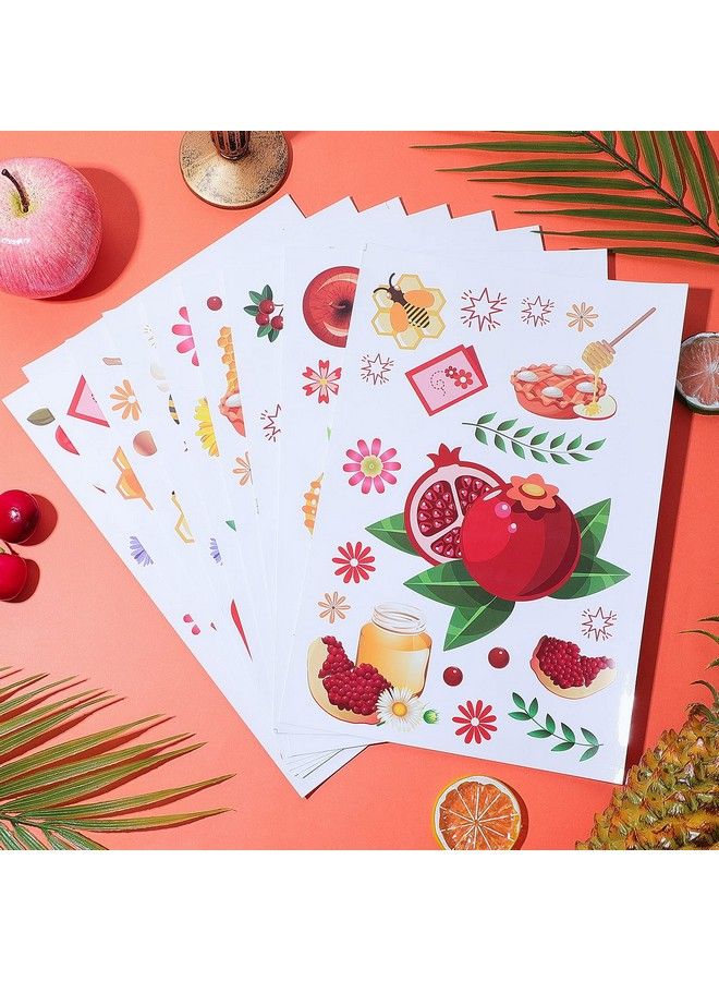 Chinco 9 Sheets Shana Tova Window Clings Rosh Hashanah Window Stickers Jewish New Year Window Decals Honey Pomegranate Flowers Window Decals Decorations For Jewish New Year Holiday Party Home Supplies - Image 5