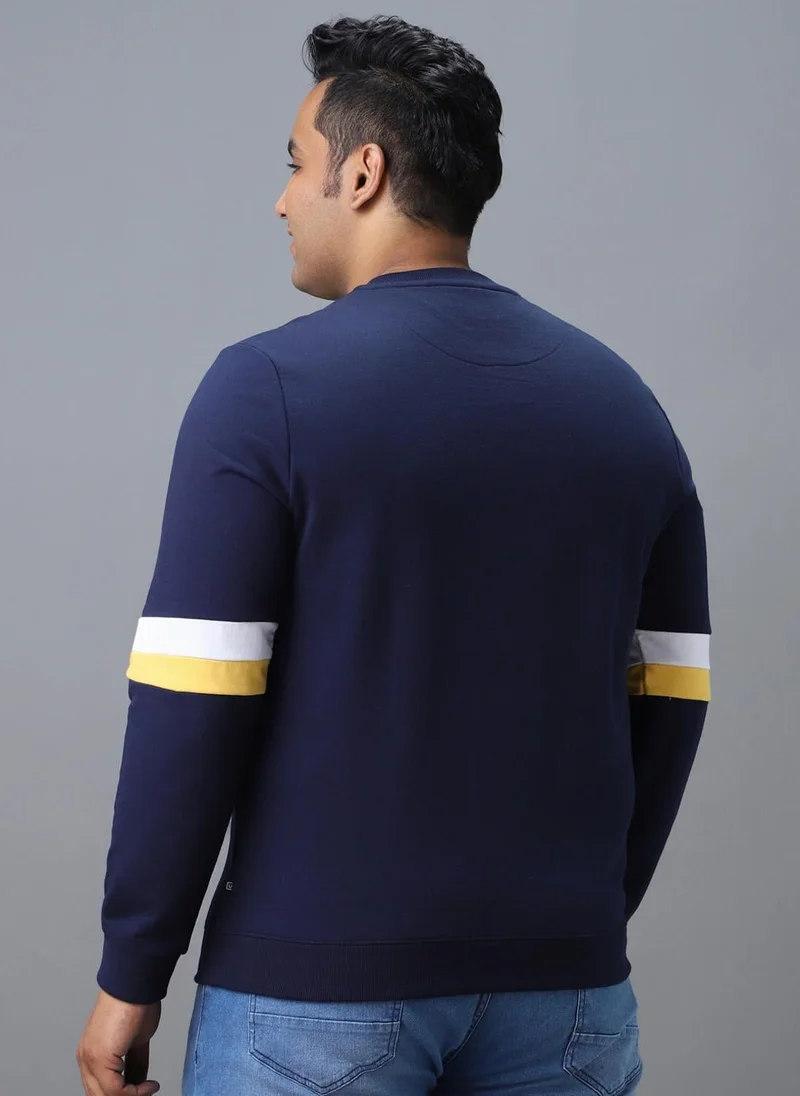 Urbano Fashion  Urbano Plus Men's Blue Cotton Color Block Round Neck Sweatshirt for Men | Best Price UAE
