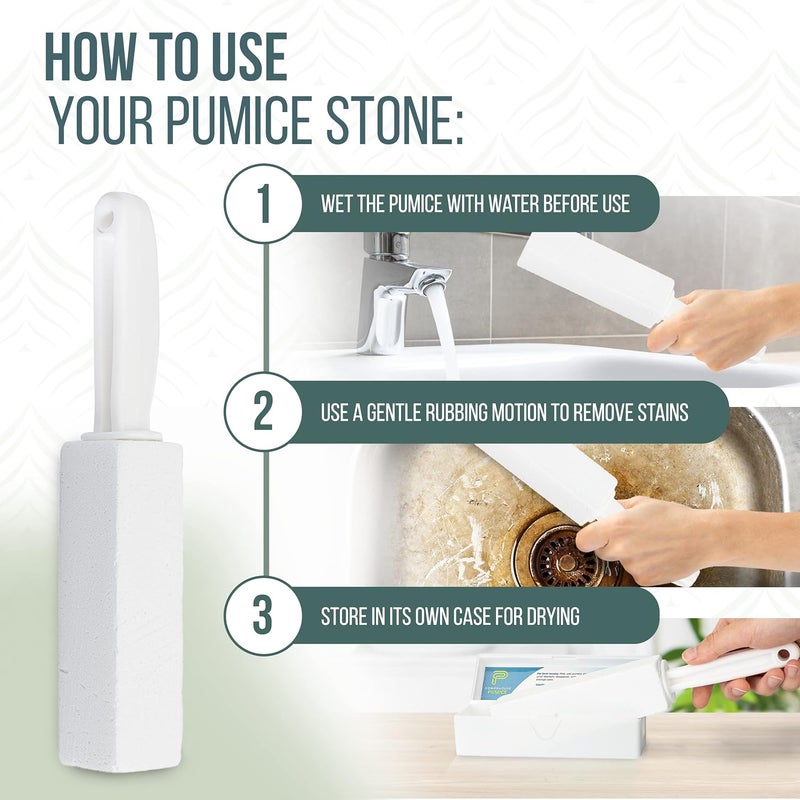 Power Stone Pumice Stone Toilet Bowl Cleaner with Handle (2-pack) - A Solution for Hard Water Stains on Toilets, Grills, Tiles, Grout & Pools - Image 4