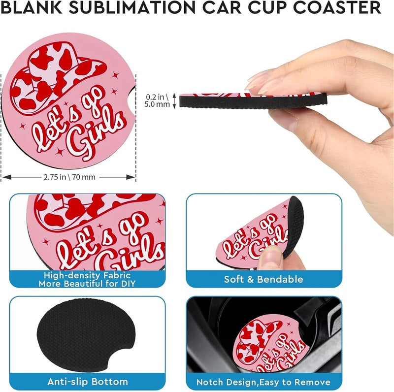Ldntly Car Coasters for Cup Holders,2 Pack Pink Cowgirls Car Cup Holder Coasters,2.75" Universal Size Anti Slip Rubber Mat,Automotive Cup Holder Decor Accessories,Cowgirl Birthday Gift for Women - Image 5