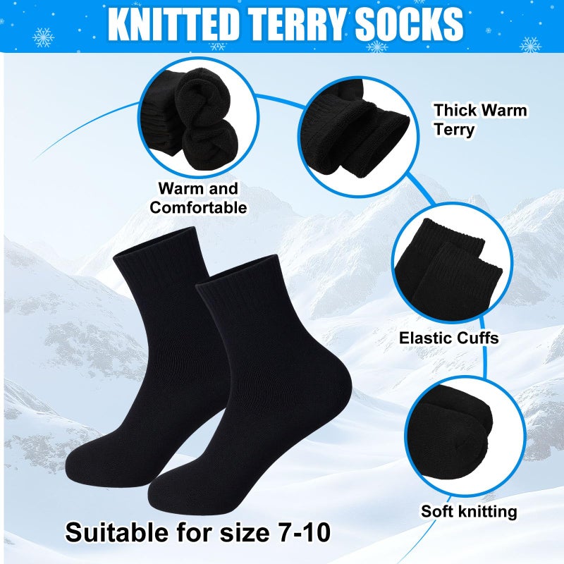 Chicingyou 8 Pcs Winter Warm Beanie Hat Scarf Glove Socks Set for Men Fleece Lining Thermal Knitted Earflap Cap Gift Outdoor(Black Gloves) - Image 5
