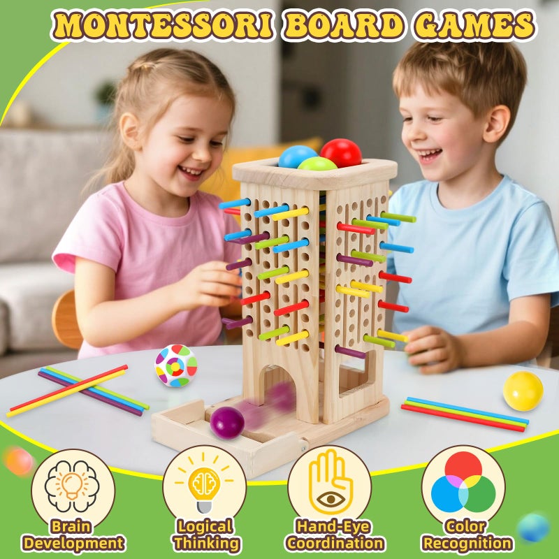Britik Montessori Wooden Board Games for Kids 3-8 Years: 40 Colorful Wooden Sticks 12-Sided Dice Game Math Educational Toys, Fine Motor Skills Toys for 5 Year Old, Family Games for Kids and Adults - Image 2