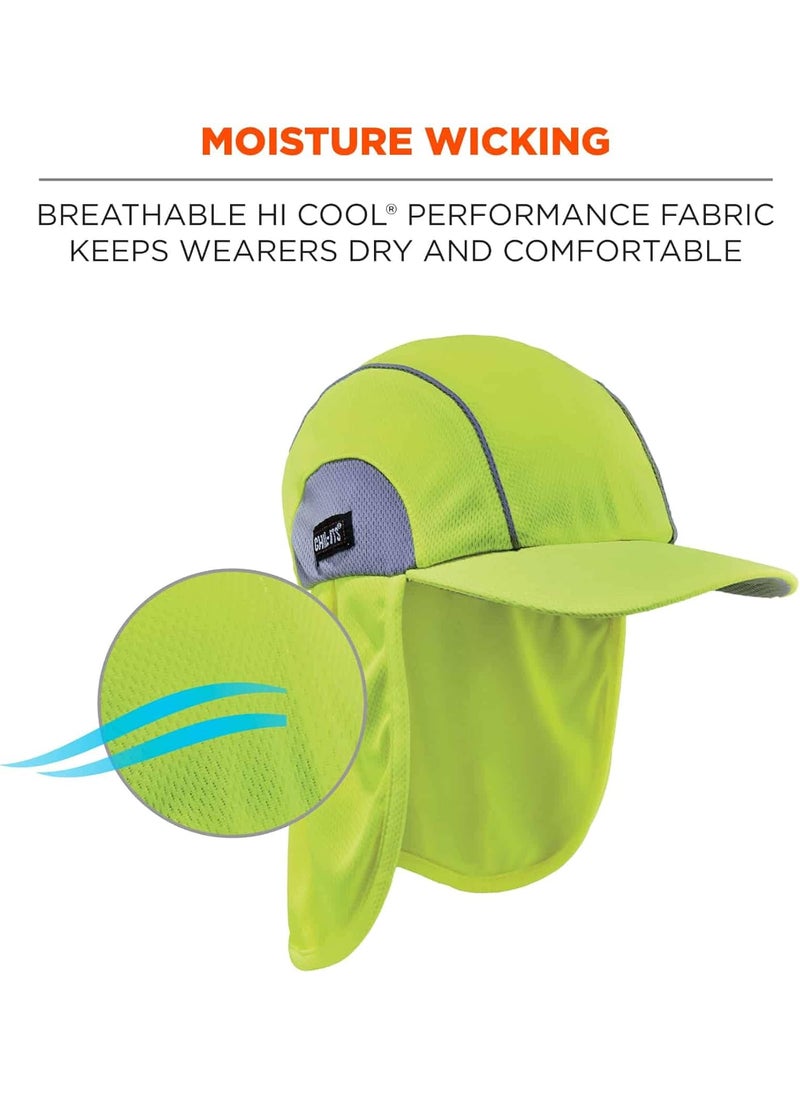 Ergodyne Ergodyne Chill Its 6650 Baseball Cap Hat with Neck Shade Sweat Wicking High Visibility UPF 50 protection Lime  - Image 4