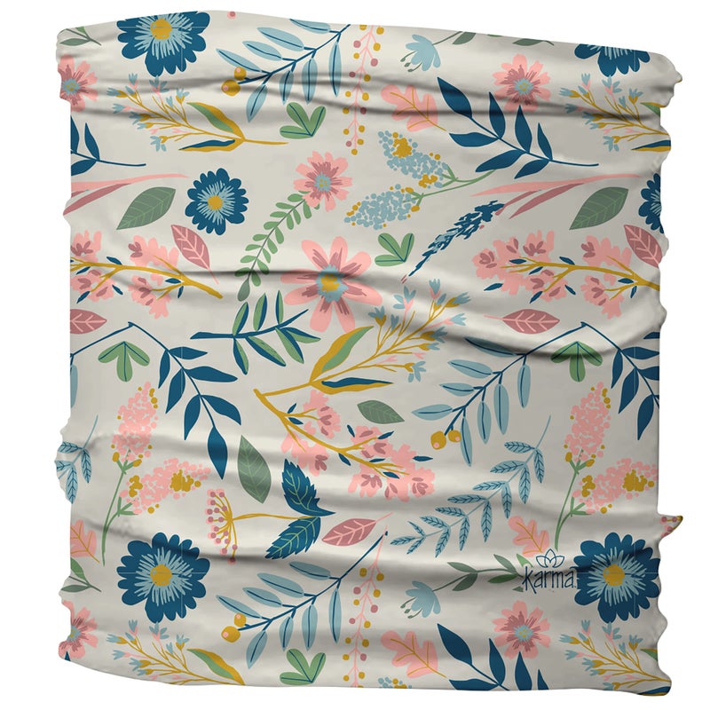 Karma Al Fresco Floral Headband for Women - Medium - Fabric Headband and Stretchy Hair Scarf - Light Tan/Blue - Image 2