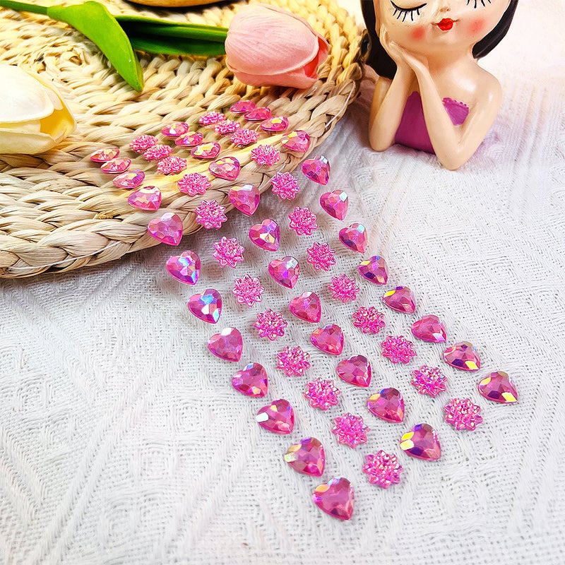 Pearl Diamond Stickers for Kids Face Decoration Pink 60 pieces (lotus + love) colorful gemstone stickers 