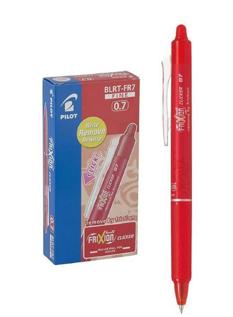 PILOT قلم حبر جاف فريكشن كليكر من بايلوت، 0.7 مم، 12 قطعة، قابل للسحب والمسح، أحمر - Image 1