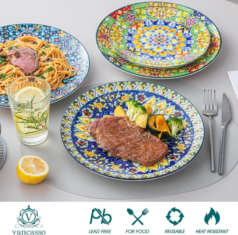 vancasso Dinner Plates Set of 6105 Inch Ceramic Plates Microwave Oven and Dishwasher Safe Colorful Bohemian Style Dishes for Kitchen - Image 3