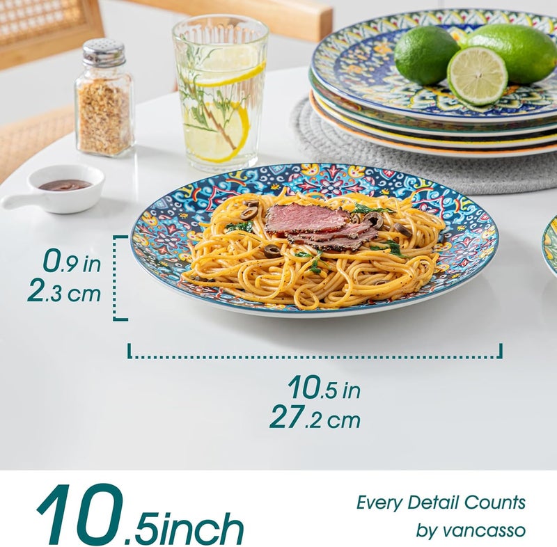 vancasso Dinner Plates Set of 6105 Inch Ceramic Plates Microwave Oven and Dishwasher Safe Colorful Bohemian Style Dishes for Kitchen - Image 2
