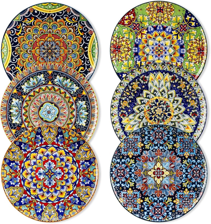 vancasso Dinner Plates Set of 6105 Inch Ceramic Plates Microwave Oven and Dishwasher Safe Colorful Bohemian Style Dishes for Kitchen - Image 1