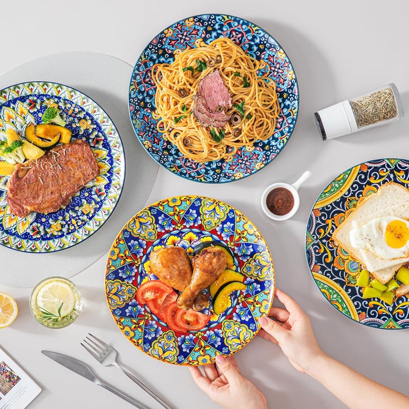 vancasso Dinner Plates Set of 6105 Inch Ceramic Plates Microwave Oven and Dishwasher Safe Colorful Bohemian Style Dishes for Kitchen - Image 5