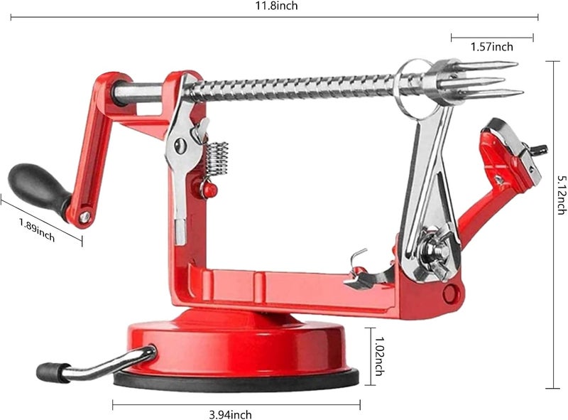 ACOTUM Apple Peeler, Slicer Corer Potato Peelers 3 In 1, Stainless Steel Heavy Duty Suction Cup Base And 7 Extra Blades (Red) - Image 3