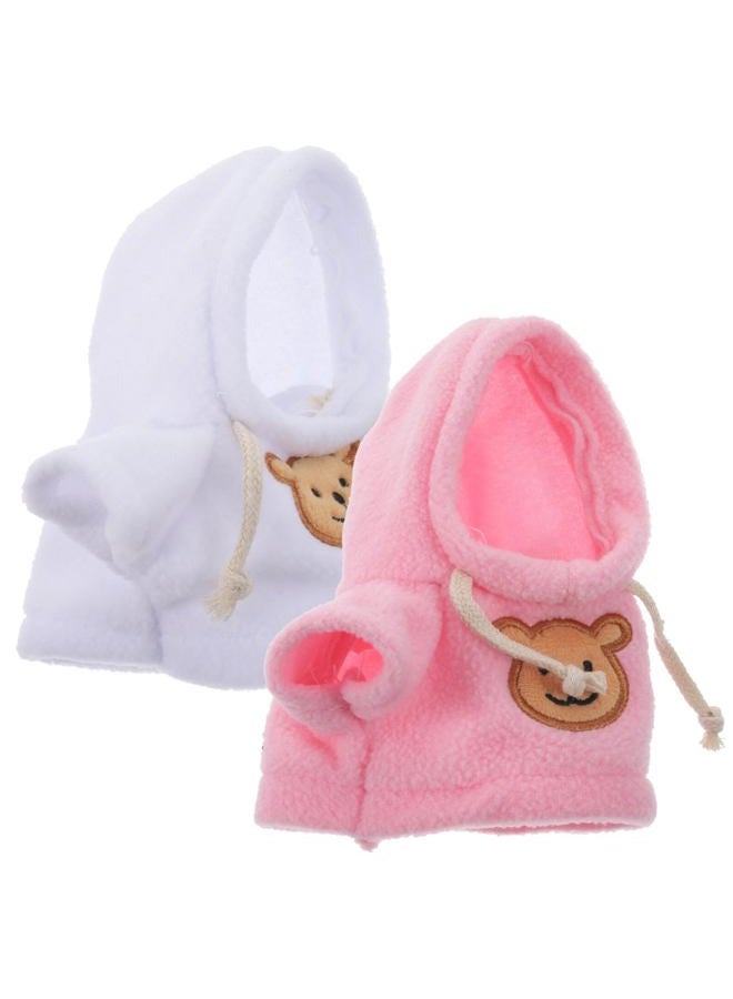 NUOBESTY Bear Hoodie Stuffed Animal Hoodie Bear Clothes Plush Doll Clothes DIY Dress Up Accessories Fits 20cm Doll 2pcs Pink White - Image 1