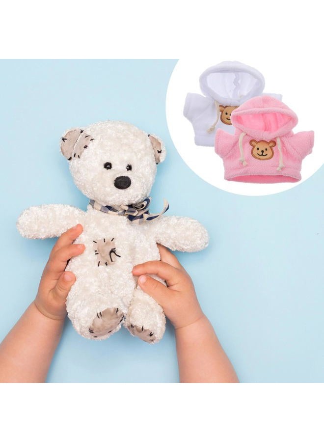 NUOBESTY Bear Hoodie Stuffed Animal Hoodie Bear Clothes Plush Doll Clothes DIY Dress Up Accessories Fits 20cm Doll 2pcs Pink White - Image 3