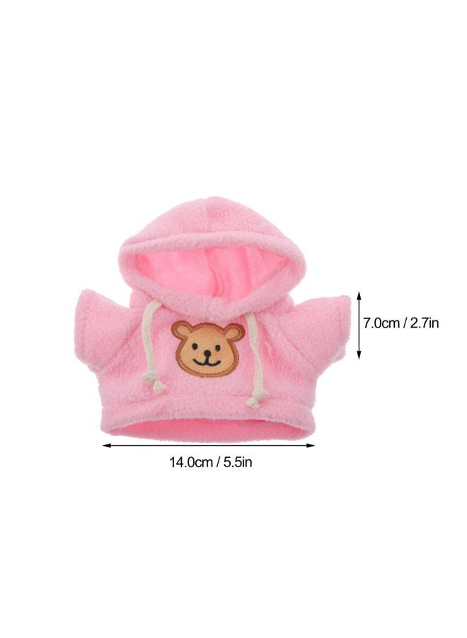 NUOBESTY Bear Hoodie Stuffed Animal Hoodie Bear Clothes Plush Doll Clothes DIY Dress Up Accessories Fits 20cm Doll 2pcs Pink White - Image 2