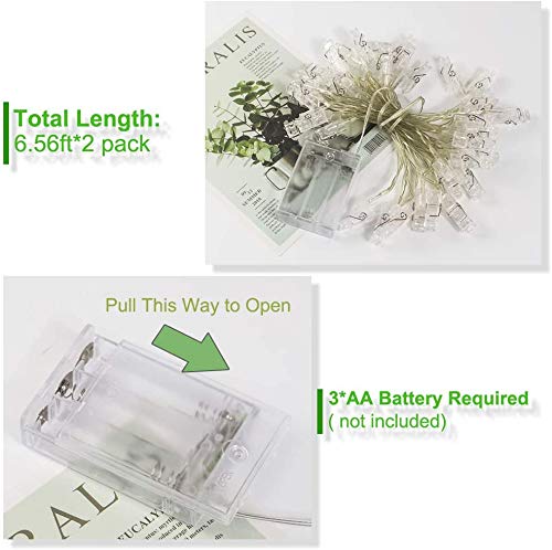 MIRADH Led Photo String Lights 3 Meters- 20 Photo Clips Fairy Lights(20 Clips 2Aa Battery Powered Pack Of 2,Plastic) - Image 2