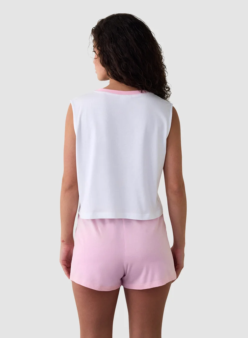 Penti Printed Cotton Pyjama Set With Suspender Shorts