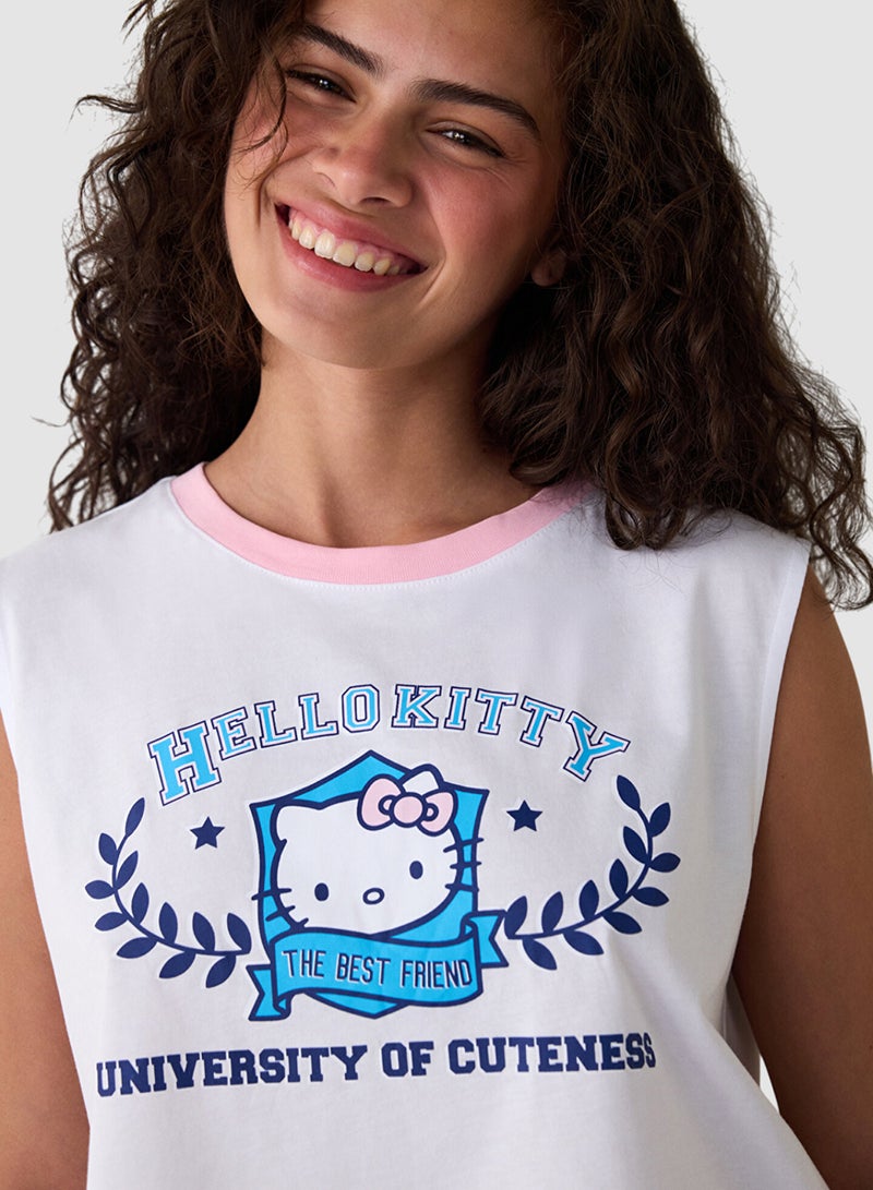 Penti Printed Cotton Pyjama Set With Suspender Shorts - Image 3