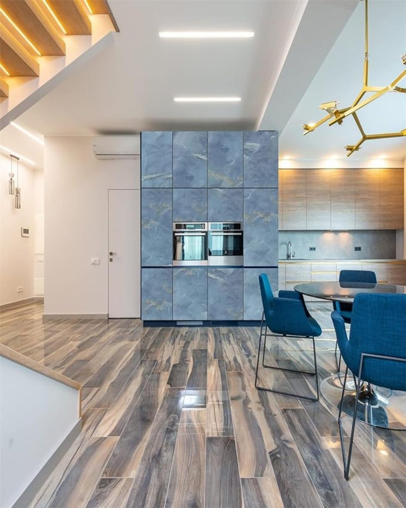wall love Marble OilProof & Waterproof self-Adhesive Sheet Stickers Big Countertop Cabinet Furniture puja Room Kitchen,Home Sticker Wallpaper 60 x 200cm (Blue Wallpaper) - Image 4