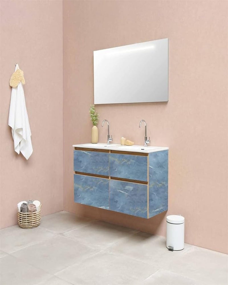 wall love Marble OilProof & Waterproof self-Adhesive Sheet Stickers Big Countertop Cabinet Furniture puja Room Kitchen,Home Sticker Wallpaper 60 x 200cm (Blue Wallpaper) - Image 2