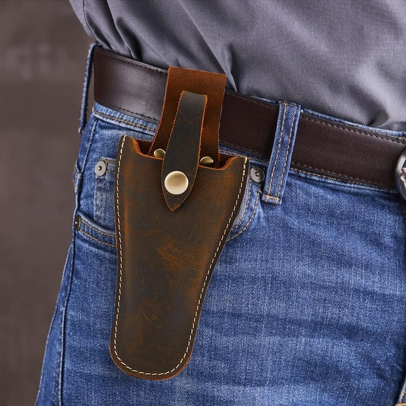 Hersent Plier Holder for Belt, Durable Leather Sheath Pouch Holder Gardening Tools Holster Belt Case for Garden Pruning Pliers Shears Scissors or Knife,Tools Gifts for Men Dad Husband Boyfriend - Image 5
