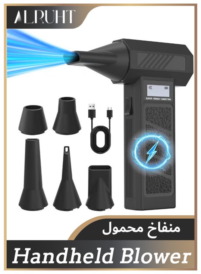 الروهيت منفاخ هواء لاسلكي محمول مع مروحة نفاثة 130,000 RPM، 3 سرعات، وزن خفيف 136 جرام للكمبيوتر والسيارة والمنزل - Image 1