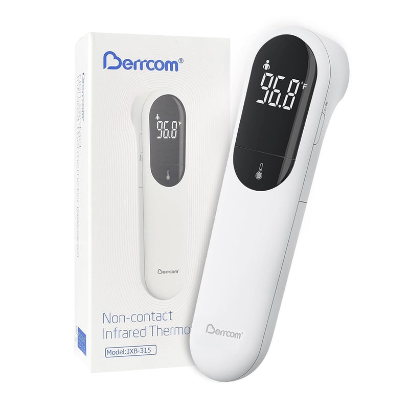 Berrcom No-Touch Forehead Thermometer for Adults, Kids, and Babies, Digital Infrared Medical Thermometers with Fever Alarm, LED Display, Dual Probe Technology - Image 1