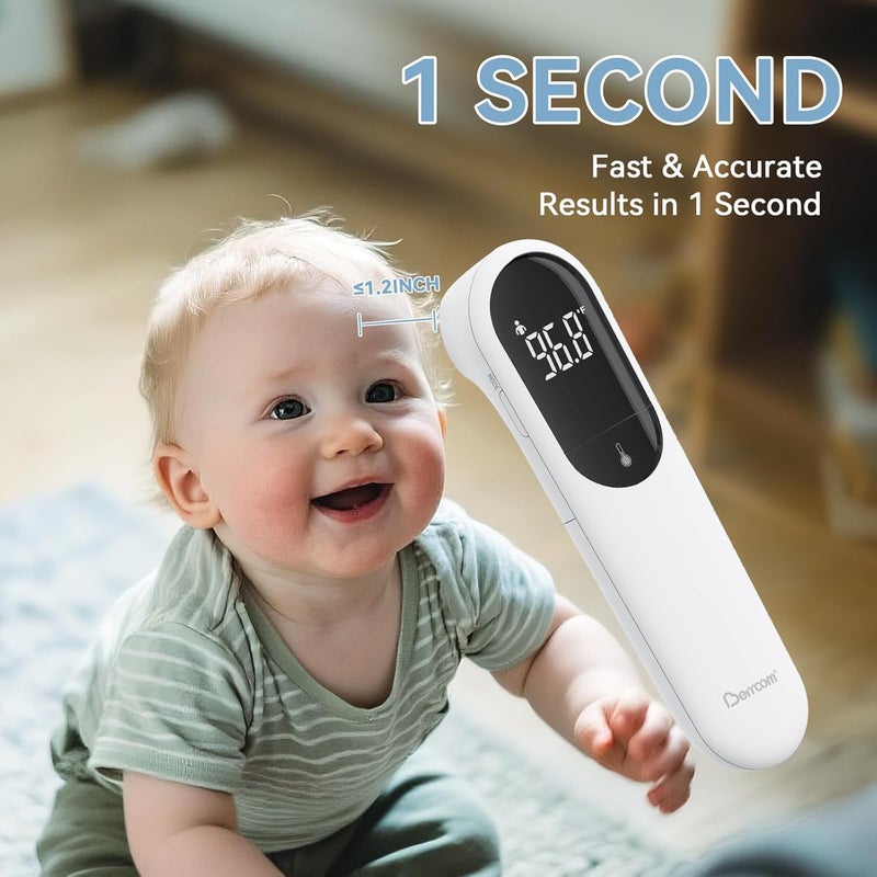 Berrcom No-Touch Forehead Thermometer for Adults, Kids, and Babies, Digital Infrared Medical Thermometers with Fever Alarm, LED Display, Dual Probe Technology - Image 2