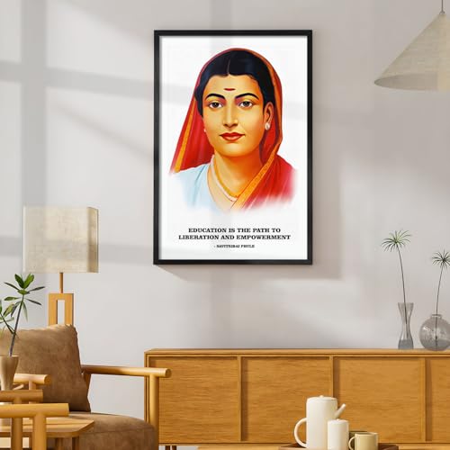Ritwika's Savitribai Phule - First Female Teacher, Social Reformer and Poet | Quote Photo Frame Painting | For Home Living Decor and Gift To Relatives & Loved Ones. | Size 9.5 x 13.5 Inch, Set of 1 - Image 4
