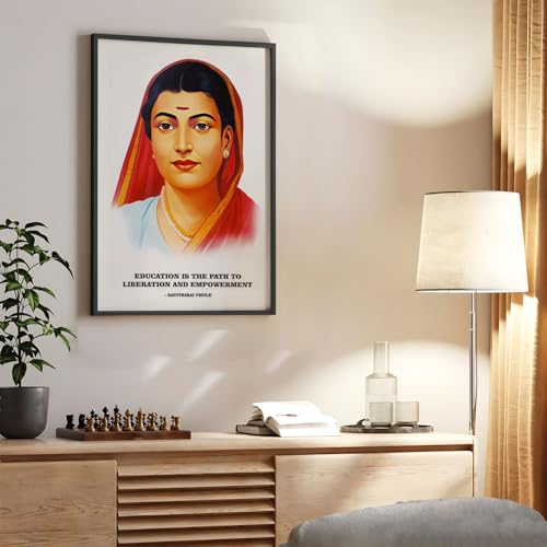 Ritwika's Savitribai Phule - First Female Teacher, Social Reformer and Poet | Quote Photo Frame Painting | For Home Living Decor and Gift To Relatives & Loved Ones. | Size 9.5 x 13.5 Inch, Set of 1 - Image 3