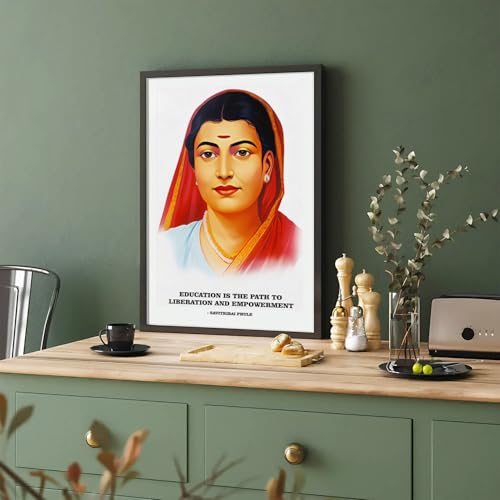 Ritwika's Savitribai Phule - First Female Teacher, Social Reformer and Poet | Quote Photo Frame Painting | For Home Living Decor and Gift To Relatives & Loved Ones. | Size 9.5 x 13.5 Inch, Set of 1 - Image 2