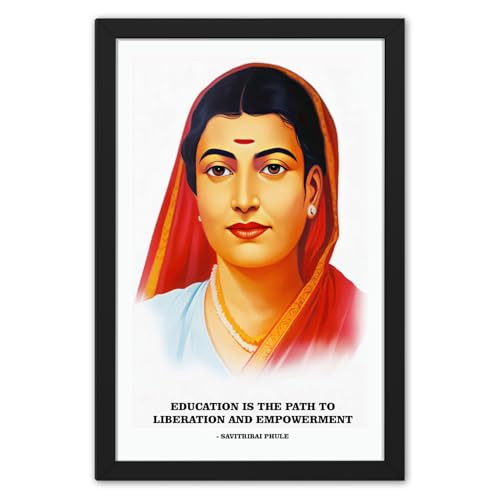Ritwika's Savitribai Phule - First Female Teacher, Social Reformer and Poet | Quote Photo Frame Painting | For Home Living Decor and Gift To Relatives & Loved Ones. | Size 9.5 x 13.5 Inch, Set of 1 - Image 1