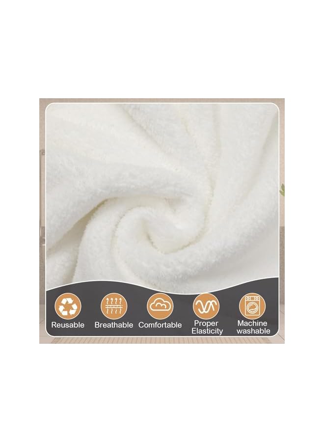 The Bros Mens Wearable Bath Towel Wrap Short Pants for Men 11.81'' With Closure - After Shower, Bathroom, Spa, Gym (White, Coral Fleece) 4 Pcs - Image 3