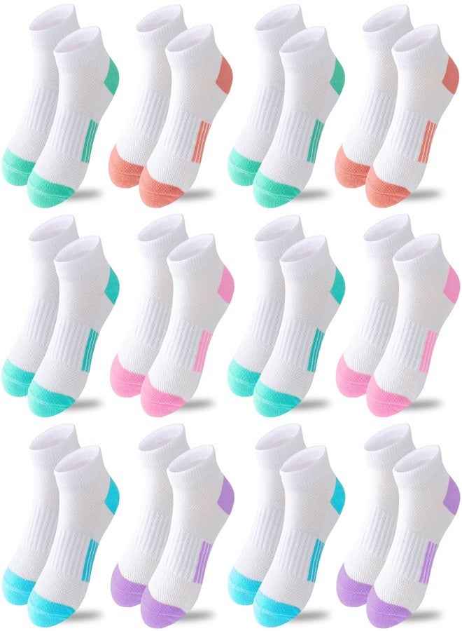 Bemeol Girls Socks 12 Pairs Ankle Athletic Socks Cotton Sports Sock For Little Big Kids(7-10 Years) - Image 1
