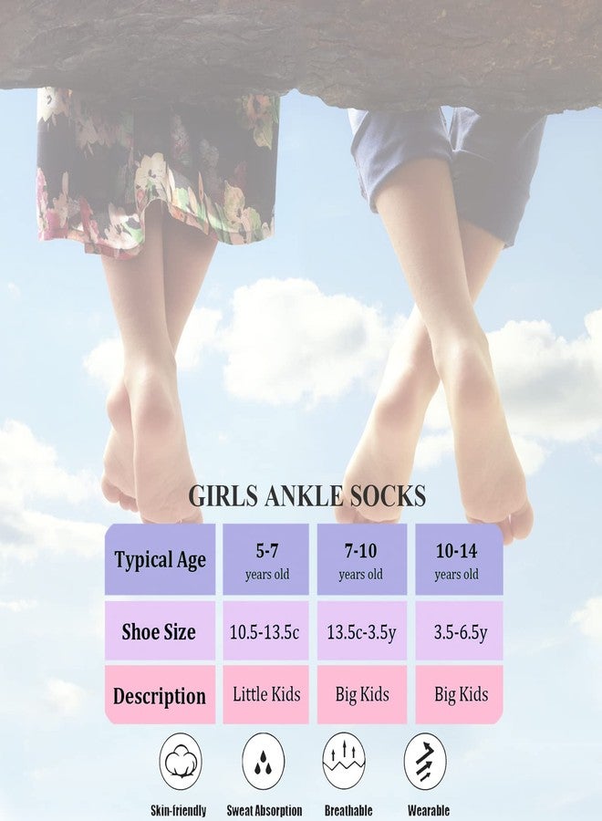 Bemeol Girls Socks 12 Pairs Ankle Athletic Socks Cotton Sports Sock For Little Big Kids(7-10 Years) - Image 4