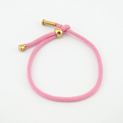 Glory Qin Adjustable Hand Rope Knitted Rope Hand Chain Stainless Steel Buckle Bracelet DIY Hand Rope (Pink) - Image 2